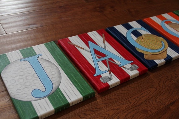 8 X 10 Golf Themed Custom Personalized Name Wall Etsy