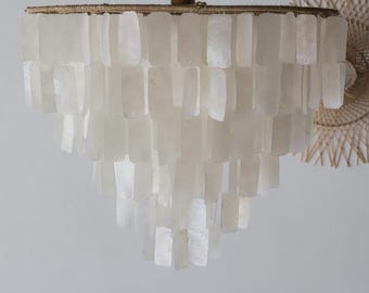 Handgemaakte Capiz Shell-kroonluchter: opvouwbaar ontwerp, Bali-hanglamp