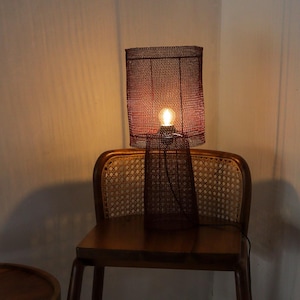 Handcrafted Wire Mesh Table Lamp, Red Maroon Design