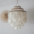 Handcrafted Capiz Shell Chandelier: Tiered Pendant Light - Bali Design