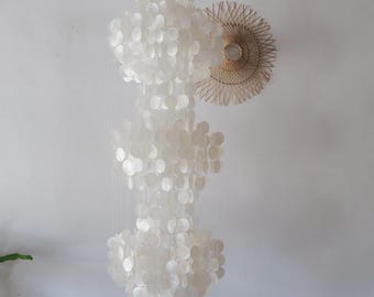 Capiz Shell Chandelier: Tear Drop Diamond Pendant Light - Handmade Bali