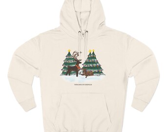 Reindeer and Christmas Trees Hoodie | Christmas Holiday Sweatshirt