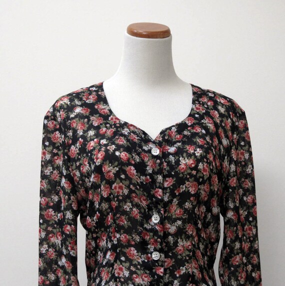 Early 90s flower print long sleeve romper dress fr