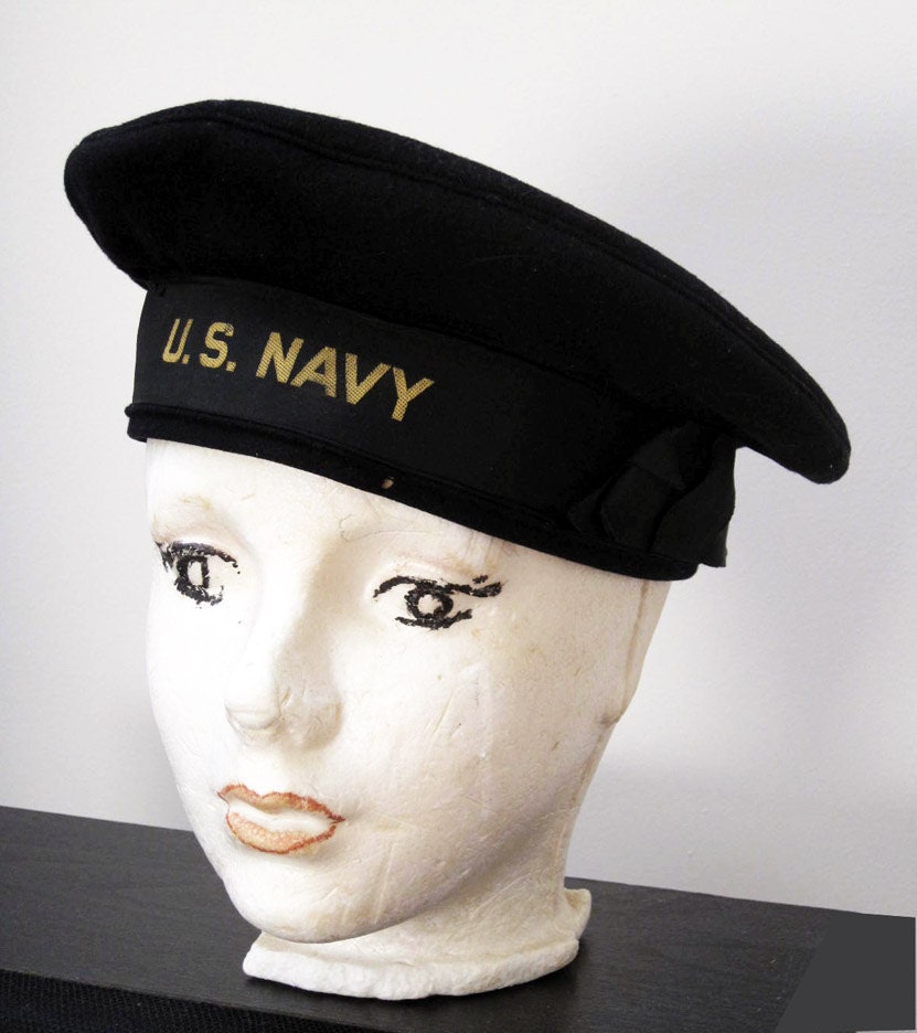 Vintage US Navy Enlisted Mans Flat Top Dress Blues Hat Etsy