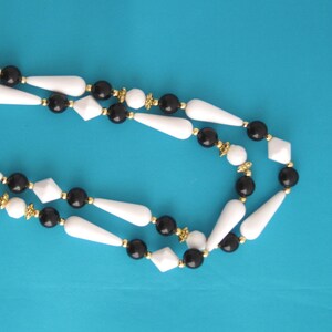 Vintage 80's Black and White Plastic Necklace DEADSTOCK - Etsy