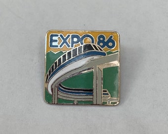 1986 Vancouver Expo commemorative lapel pin featuring the monorail