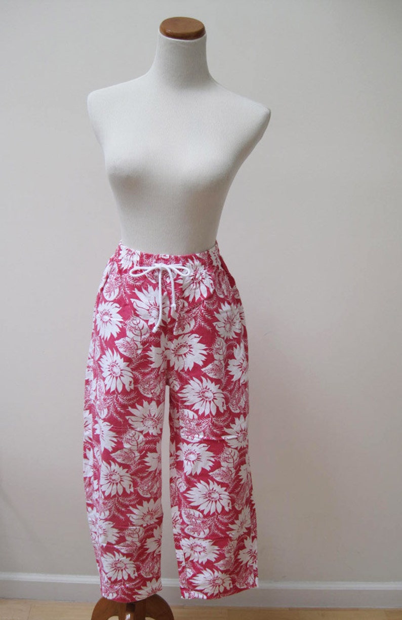 Vintage Hot Pink Magenta Floral Print GAP Capri Pants Etsy