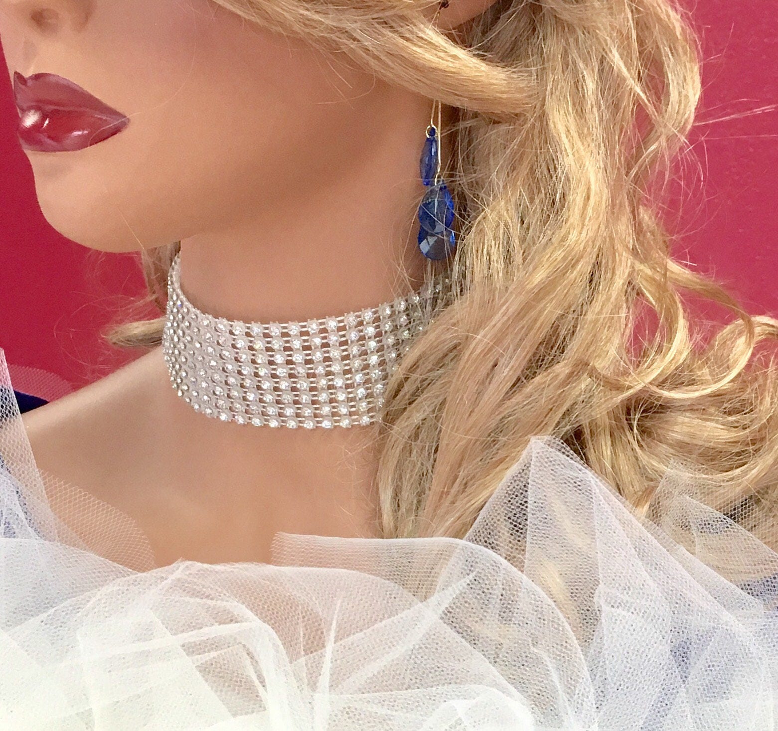 Diamond Choker WIDE DIAMOND CHOKER Celebrity Jewelry | Etsy