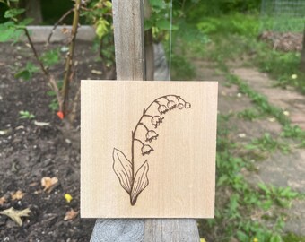 Wood Burned Lily of the Valley