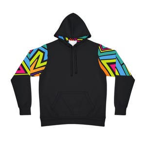 Unisex bold clipart Graffiti Hoodie with Unique inner hoodie and sleeve design Gen Z hoodie Cool black hoodie Gift for him Festival hoodie