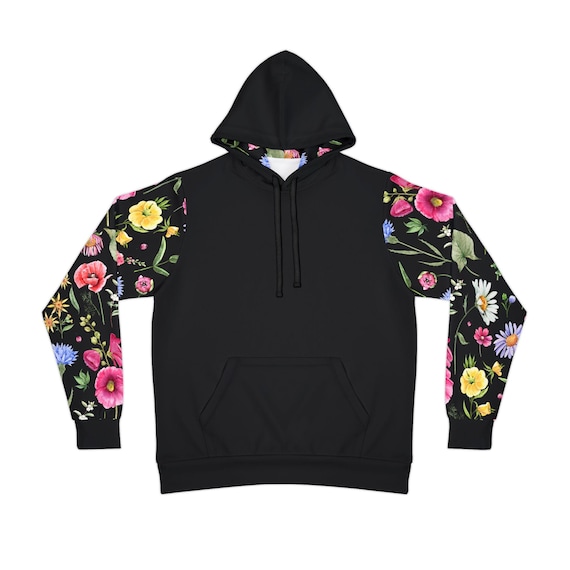 Hibiscus Flower Embroidered Hoodie . No String BOXY Fit