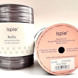 Rayan Raffie Silky Rayon Raffia Yarn: Natural Fiber Ribbon for Crochet in Grey ...