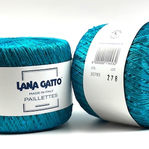 Lana Gatto Paillettes Yarn Made in Italy 100% Polyester 25g/195m colors 8605, 8935