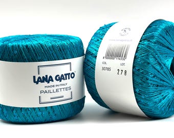 Lana Gatto Paillettes Yarn Made in Italy 100% Polyester 25g/195m colors 8605, 8935