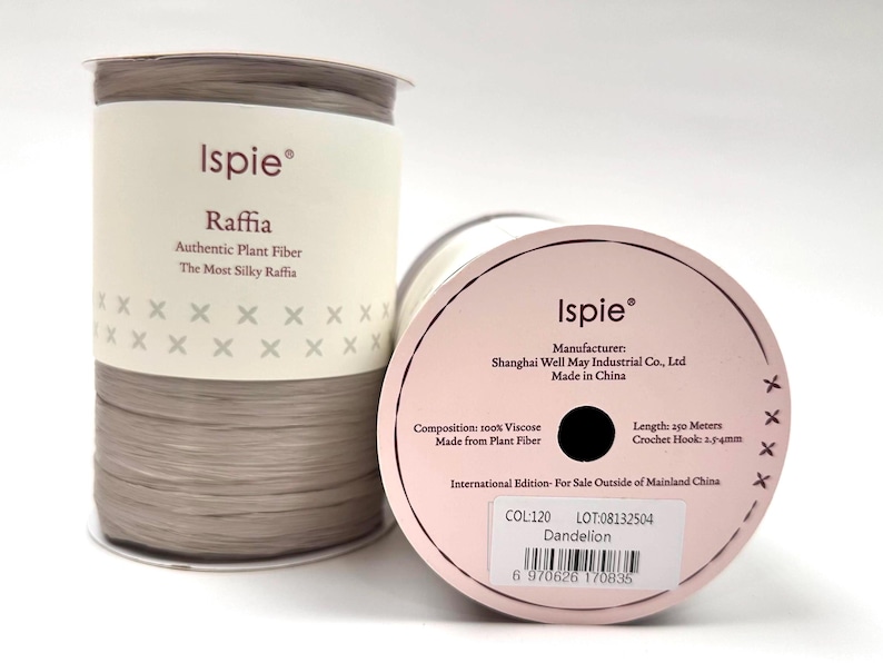 Rayan Raffie Silky Rayon Raffia Yarn: Natural Fiber Ribbon for Crochet in Grey ...