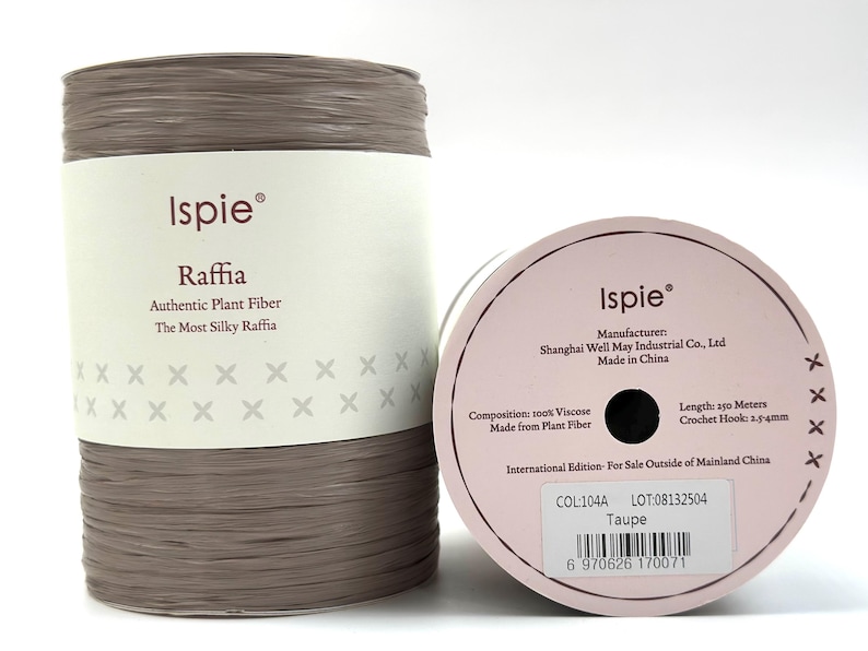 Rayan Raffie Silky Rayon Raffia Yarn: Natural Fiber Ribbon for Crochet in Grey ...