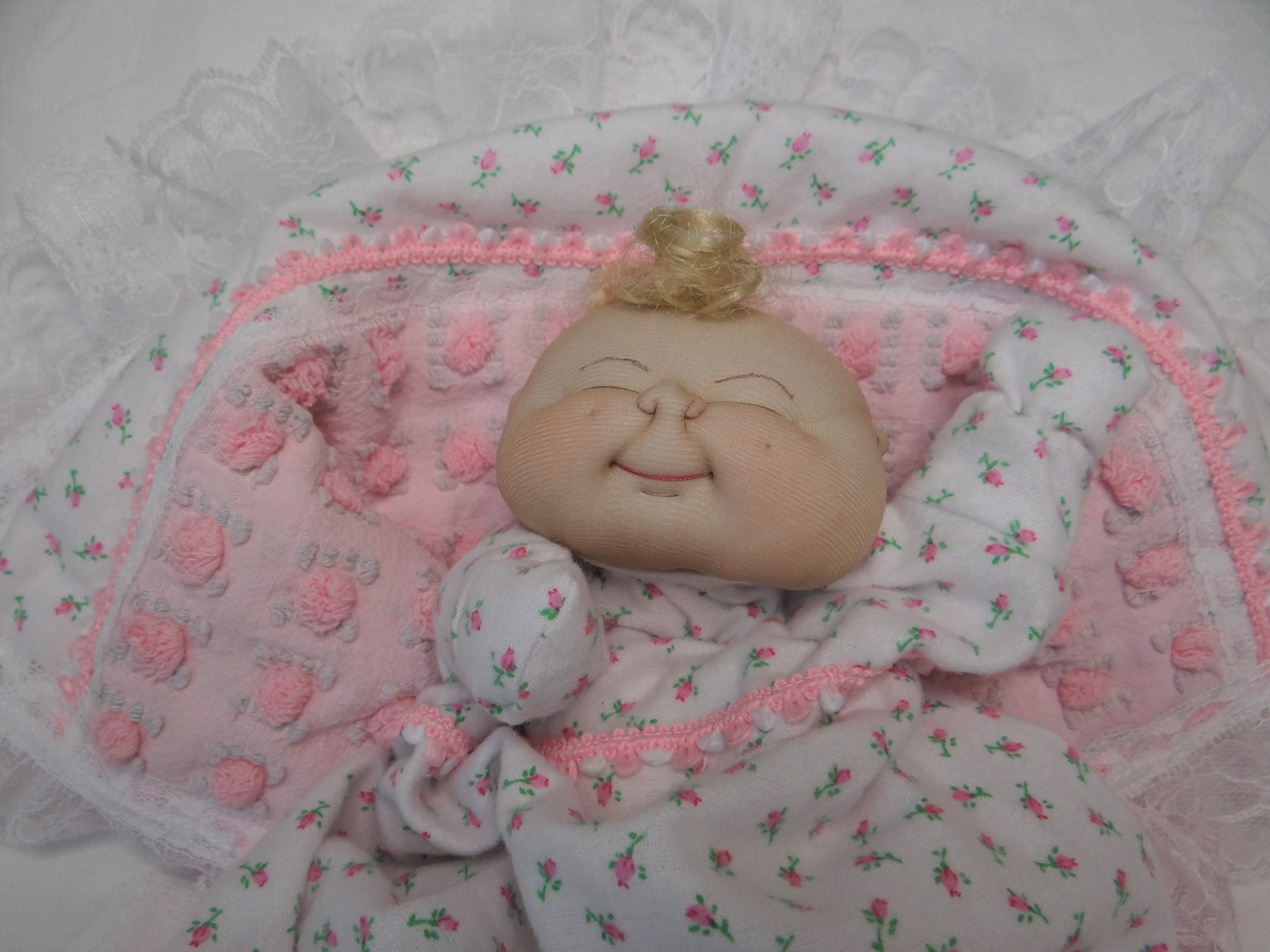 A beautiful girl's baby doll puppet and tote bag handmade Puppets Toys