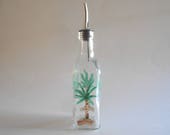 Palm Trees Olive Oil Bottle Olive Oil Jar Olive Oil Dispenser Dish Soap Dispenser Handpainted Large Size Clear Glass Palm Trees Kitchen