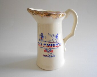 Vintage 1984 Los Angeles Summer Olympics Pitcher, Porcelain Creamer