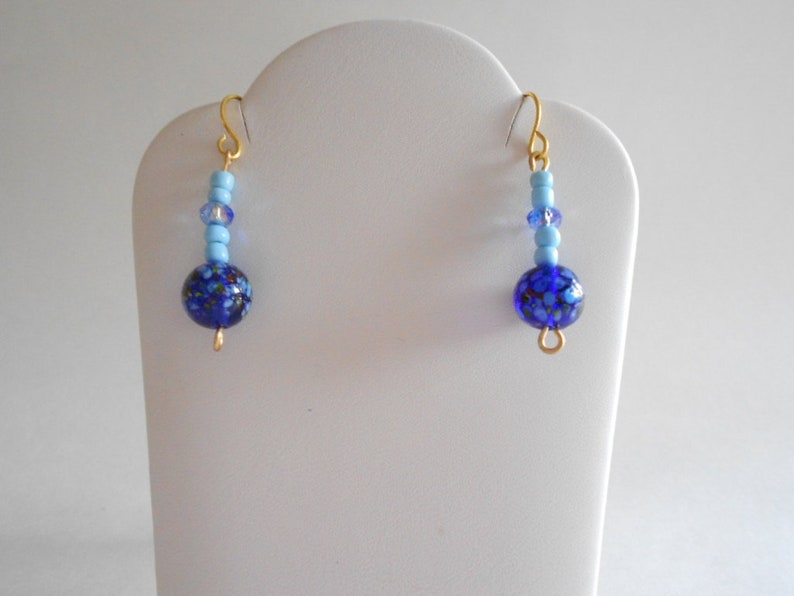 Jewelry Set Blue Beads Bracelet Blue Beads Earrings Blue Glass Beads Blue China Crystals Wired Bracelet Hand Wired