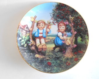 Apple Tree Boy and Girl Plate M I Hummel Danbury Mint Vintage 1991 Little Companions Goebel Switzerland Porcelain Plate