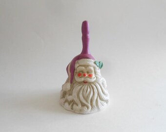 Vintage Rosy Santa Bell, Ceramic Christmas Decor, Global Innovations, 2001, China