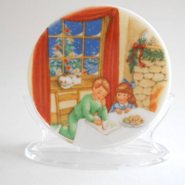 Hallmark Mini Plate Christmas Ornament Cookies For Santa Children and Cookies Keepsake Ornament Collectors Series Vintage 1990 Japan