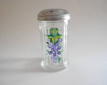 Purple Grapes Sugar Pourer Sugar Dispenser Sugar Bottle Sugar Jar Hand Painted Jar Sugar Container Clear Glass Grapes Kitchen Painted Grapes