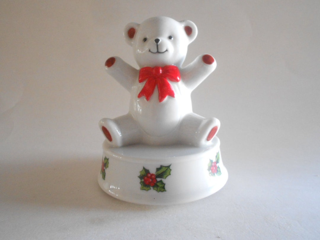 Teddy Bear Music Box Teddy Bear Figurine Bear Music Box Etsy
