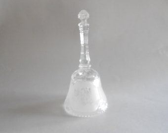 Vintage Crystal Angel Bell, Frosted Glass Christmas Decor, 1980s
