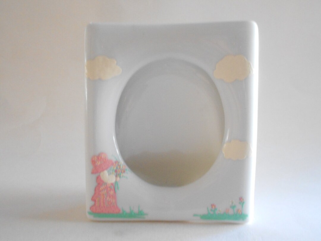 Porcelain Frame Girl in Pink Dress Photo Frame Picture Frame Vintage