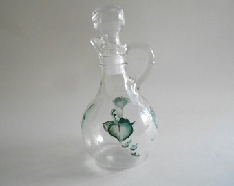 Ivy Leaves Vinegar Cruet Vinegar Bottle Vinegar Dispenser Vinegar Jar Hand Painted Bottle Clear Glass Ivy Leaves Kitchen