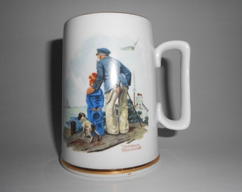 Vintage Norman Rockwell Porcelain Mug , "Looking Out To Sea", 1985