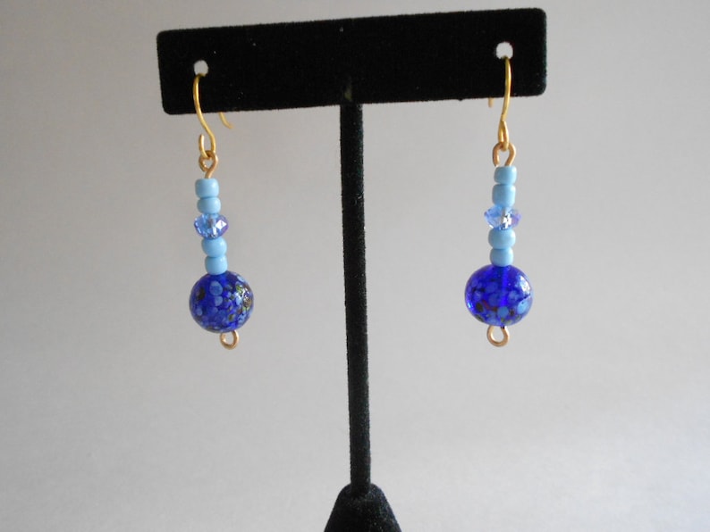Jewelry Set Blue Beads Bracelet Blue Beads Earrings Blue Glass Beads Blue China Crystals Wired Bracelet Hand Wired