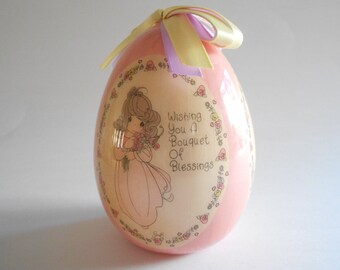 Vintage 1996 Precious Moments Pink Egg Ornament, Enesco