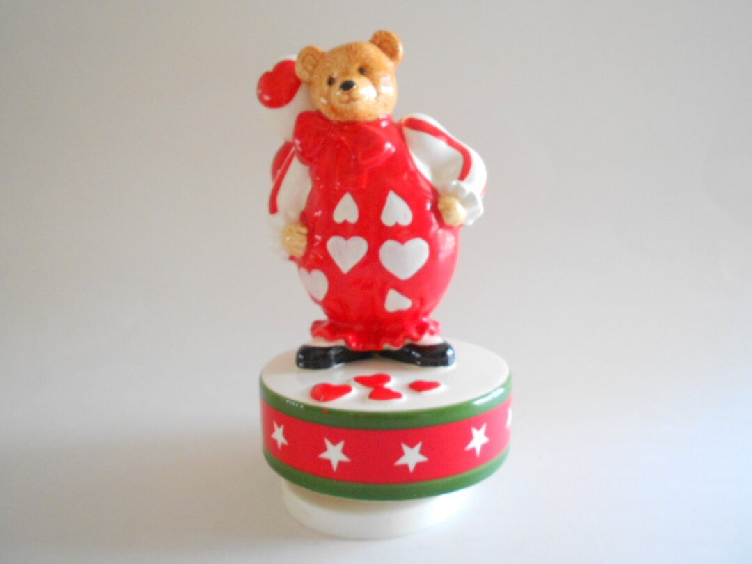 Bear Clown Music Box Bear Figuine Bear Statue Porcelain Bear Vintage