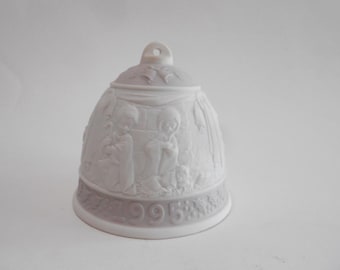 Vintage Lladro Christmas Bell, 1995 Nativity Porcelain Ornament