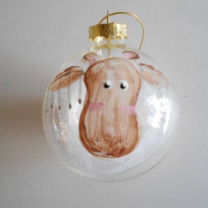 Moose Ball Hand Painted Ball Tinsel Ears Christmas Ornament 2.5 Inches Christmas Decoration Tree Ornament Christmas Ball Glass Ball