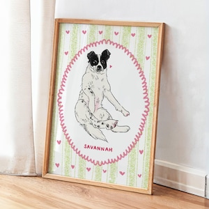 Benutzerdefinierte Malerei Hund, Funky benutzerdefinierte Haustier Porträt, Retro Galeriewand, bunte digitale Wandkunst, Hundemama Geschenk, Weihnachtsgeschenk für Eltern