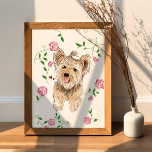 Custom Dog Portrait from photo, Badly drawn pet, Personalized Digital Wall Art Nursery Poster, Shih Tzu Mom Gifts for Her, Girly Room Decor