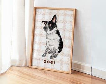 Ritratto personalizzato di un cane brutto, disegno a tratteggio, ritratto personalizzato, ritratto di un animale domestico, commissione di un animale domestico disegnato male, regali per mamme di cani, mamma di un bulldog francese