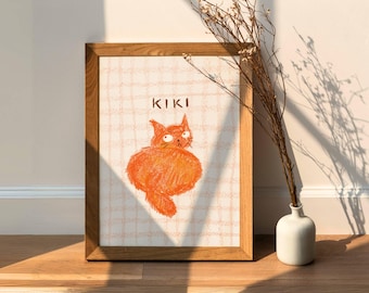 Custom Cat Portrait Cute Cat Poster Personalized Badly Drawn Pet Art Cat Lover Gift Hand Drawn Cat Wall Art Cat Pet Loss Gift for Dad Mom