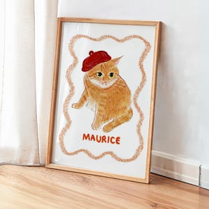 Personalized Cat Portrait, Danish Pastel Decor Wall Art, Digital Printable Cat Portrait, Custom Badly Drawn Pet Portrait, Modern Pet Art