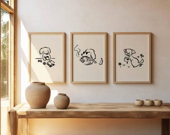 Custom Pet Portrait Doing Any Activity of Your Choice, Badly Drawn Dog Portrait, Digital Dog Wall Art, Minimal Home Decor Christmas Gift