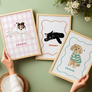 Ritratto di animale domestico disegnato male su misura, ritratto di gatto personalizzato, poster unico per animali domestici, stampa digitale di cane da parete, regali per papà di gatti immagine 15