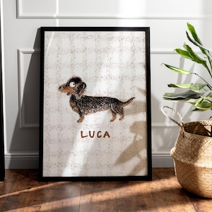 Custom Pet Portrait Sideway, Ugly Dog Portraits, Personalized Pet Gift, Kids Bathroom Wall Art, Badly Draw Pet Minimal, Dachshund Mom Gifts