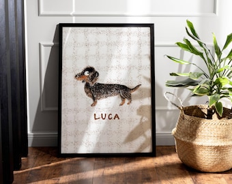 Custom Pet Portrait Sideway, Ugly Dog Portraits, Personalized Pet Gift, Kids Bathroom Wall Art, Badly Draw Pet Minimal, Dachshund Mom Gifts