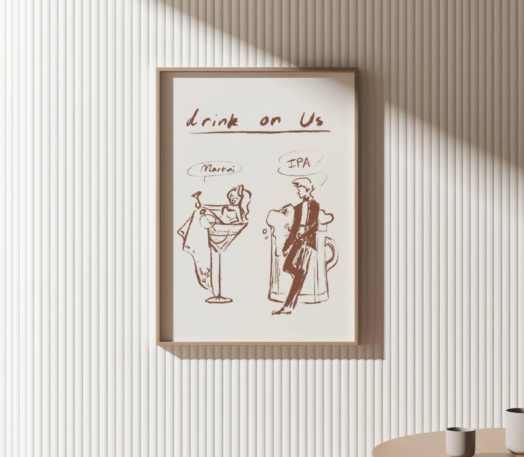 Custom Hand Drawn Wedding Bar Menu Sign, Minimalist Signature Drink Art ...