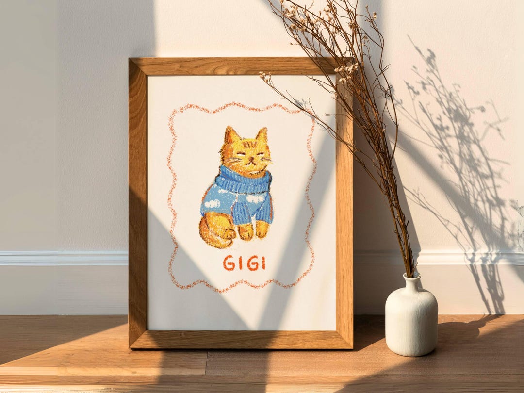 Custom Badly Drawn Pet Portrait, Personalized Cat Portrait, Unique Pet Poster, Digital Pri