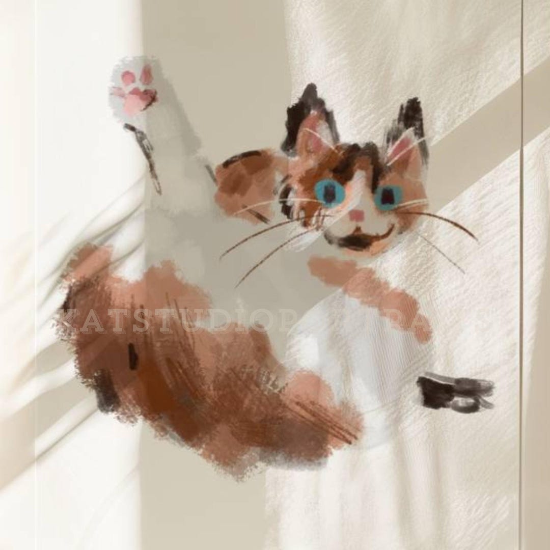 Custom Nursery Print, Funny Pet Portrait, Personalized Cat Portrait ...